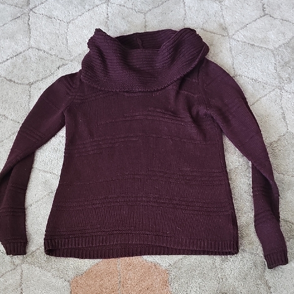 Worthington Purple Cowl Neck Sweater with Textured Knit - Picture 1 of 1